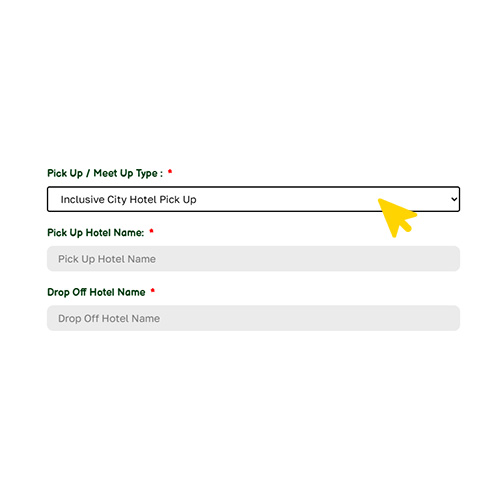 Enter Your Pick-Up and Drop-Off Hotel Details.